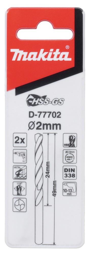 MAKITA D-77702 - HSS-Metallbohrer, 2 mm